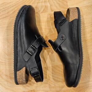 Birkenstock Black Leather Clogs